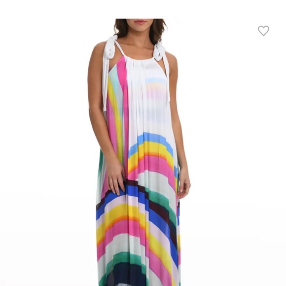 Striped Self-Tie Maxi Coverup Dress - one size fit most - Picture 2 of 4